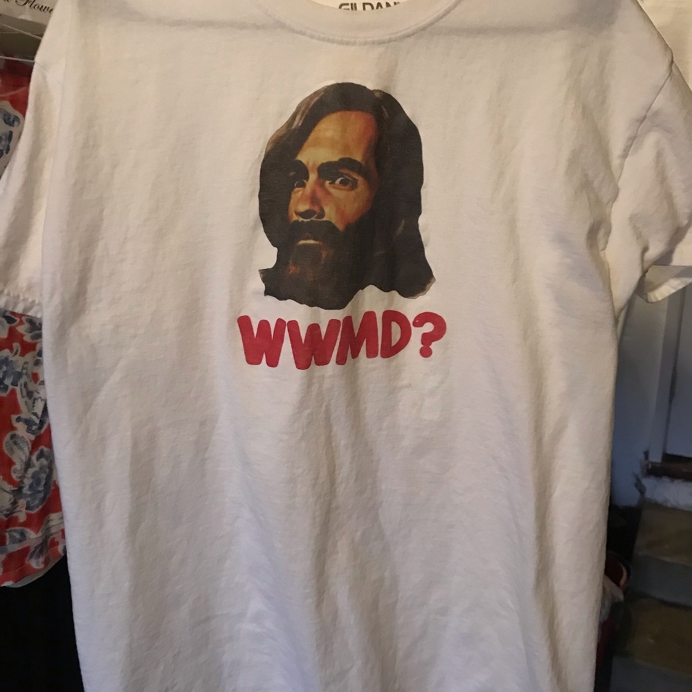Mens Large What Would Manson Do Print Tee Shirt